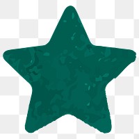 PNG green star element, textured shape element transparent background