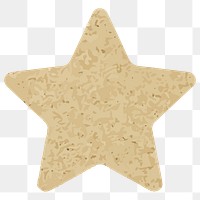 PNG brown glitter star, rough plywood texture transparent background