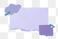 PNG purple craft scrap paper element, notepaper collage transparent background
