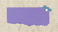Ripped purple paper element, star rectangular lined notepaper tape grid background