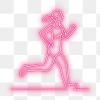 PNG neon running woman illustration, transparent background