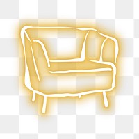 PNG neon yellow sofa illustration, transparent background