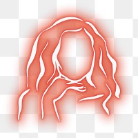 PNG neon red woman illustration, transparent background