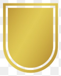 PNG metallic gold badge, simple armor banner transparent background