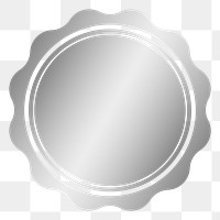 PNG jagged circle, simple metallic silver badge  transparent background