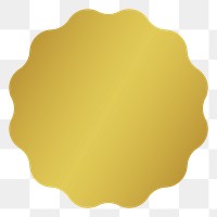 PNG jagged circle, gradient metallic gold badge  transparent background