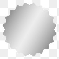 PNG jagged circle, gradient metallic silver badge  transparent background