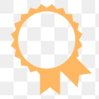 PNG orange award, simple ribbon badge transparent background