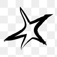 Png abstract star doodle, transparent background