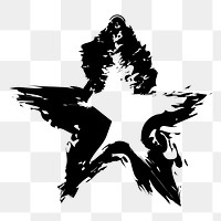 Png crooked star black & white, transparent background