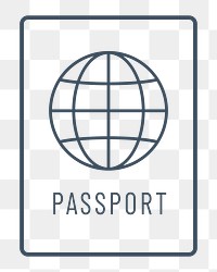 PNG outline travel passport icon, transparent background