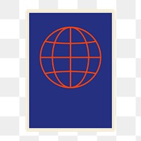 PNG blue grid globe passport, transparent background