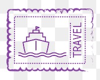 PNG purple ship travel stamp, transparent background