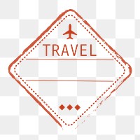 PNG red travel outline badge, transparent background