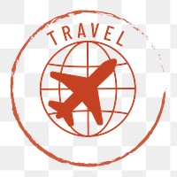 PNG red travel stamp icon, transparent background