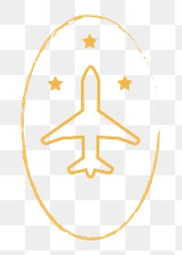PNG yellow airplane outline icon, transparent background