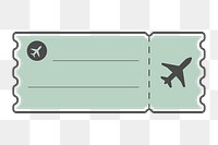 PNG green plane ticket element, transparent background