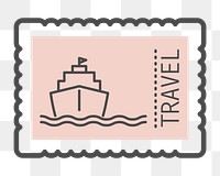 PNG pink ship travel stamp, transparent background