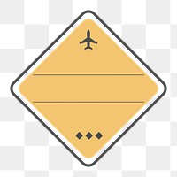 PNG yellow geometric airplane badge, transparent background