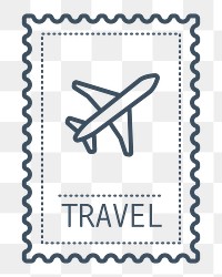 PNG plane outline postage stamp, transparent background