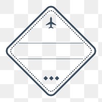 PNG geometric airplane travel badge, transparent background