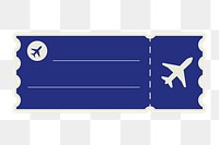 PNG blue plane ticket element, transparent background