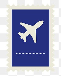 PNG blue plane postage stamp, transparent background