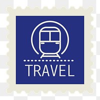 PNG blue travel stamp element, transparent background