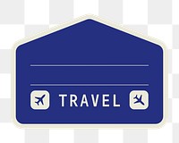 PNG blue geometric travel badge, transparent background