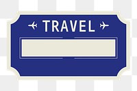 PNG blue vintage travel badge, transparent background