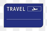 PNG blue air travel badge, transparent background