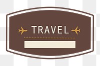 PNG brown air travel badge, transparent background