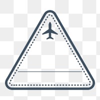 PNG triangle airplane travel badge, transparent background