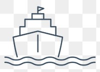 PNG ship transportation line icon, transparent background