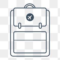 PNG green travel backpack line icon, transparent background