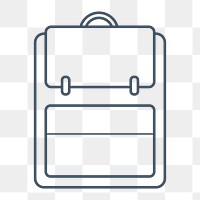 PNG simple school backpack line icon, transparent background