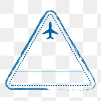 PNG blue triangle airplane stamp, transparent background