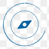 PNG blue doodle compass icon, transparent background