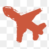 PNG red doodle airplane icon, transparent background