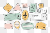PNG colorful travel badges set, transparent background