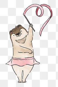 Otter rhythmic gymnast png sticker, transparent background