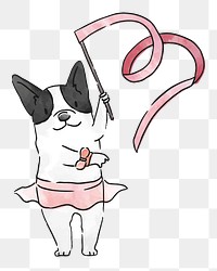 Dog rhythmic gymnast png sticker, transparent background