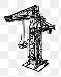 PNG Crane machine vintage  illustration, transparent background. Free public domain CC0 image.