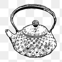 PNG Tea kettle vintage  illustration, transparent background. Free public domain CC0 image.