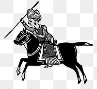 PNG Arabian knight riding horse vintage  illustration, transparent background. Free public domain CC0 image.
