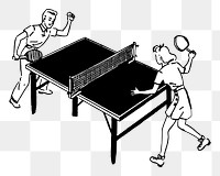 PNG Table tennis ping pong vintage  illustration, transparent background. Free public domain CC0 image.