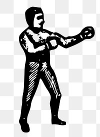 PNG Boxer woodcut vintage  illustration, transparent background. Free public domain CC0 image.