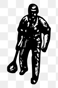 PNG Man worker woodcut sport vintage illustration, transparent background. Free public domain CC0 image.