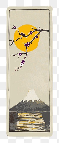 PNG Japan Mount Fuji vintage  illustration, transparent background. Free public domain CC0 image.