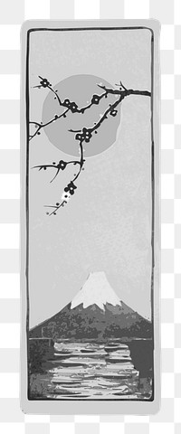 PNG Japan Mount Fuji vintage illustration, transparent background. Free public domain CC0 image.